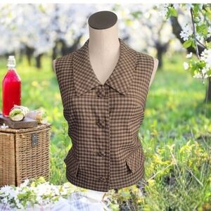 Vintage 50s Plaid Sleeves Top